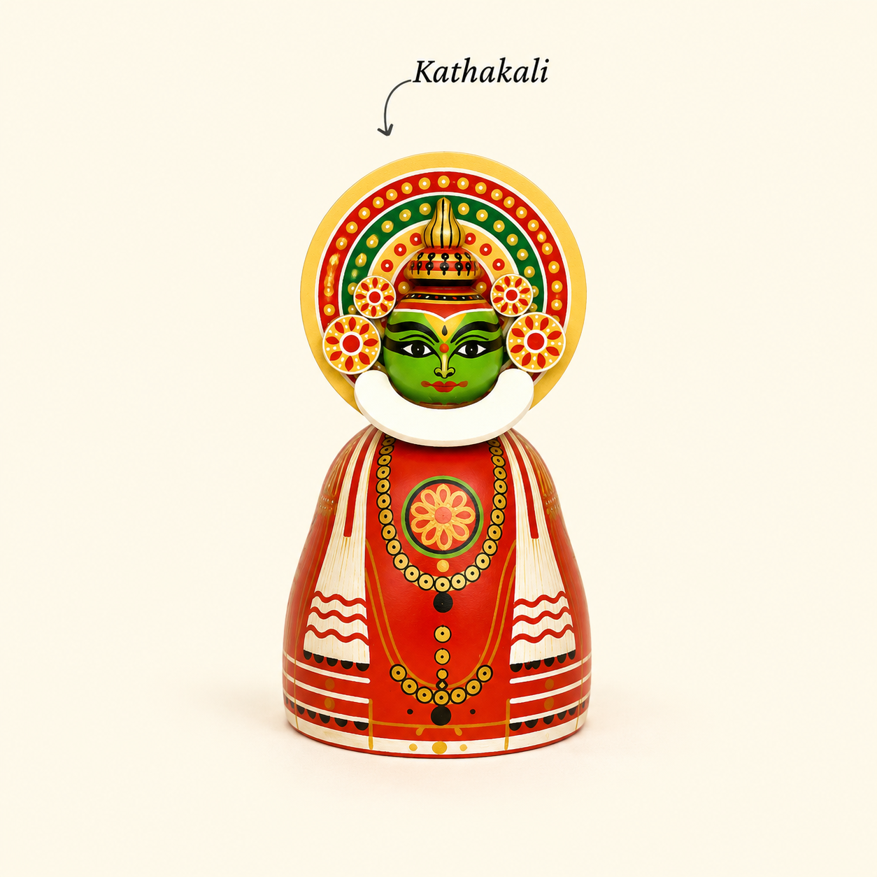 Handcrafted Channapatna Kathakali wooden collectible inspired by traditional Indian art