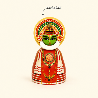 Handcrafted Channapatna Kathakali wooden collectible inspired by traditional Indian art