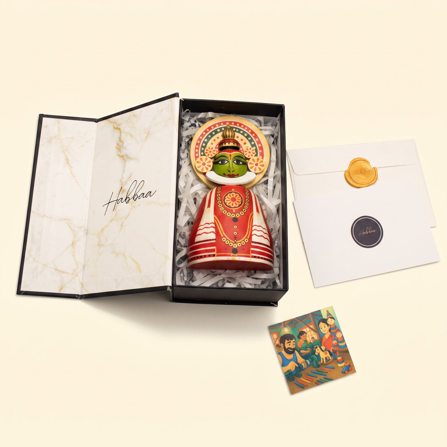 Channapatna Kathakali collectible with gift box, greeting card and premium packaging