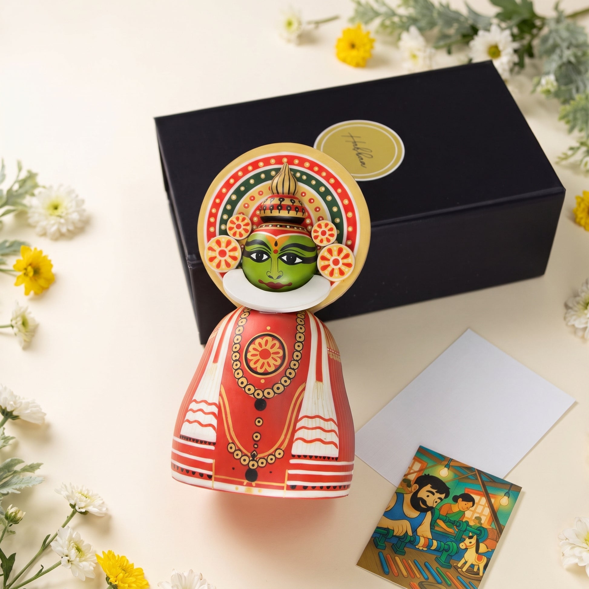 Premium Channapatna Kathakali wooden toy gift hamper with handcrafted Indian artwork