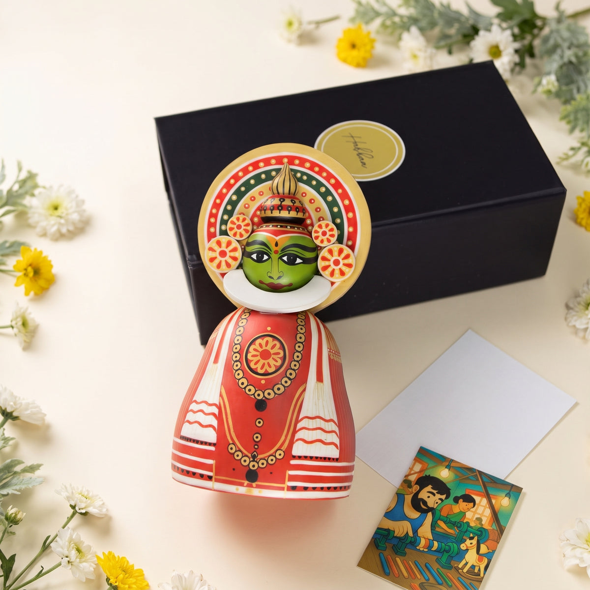 Premium Channapatna Kathakali wooden toy gift hamper with handcrafted Indian artwork